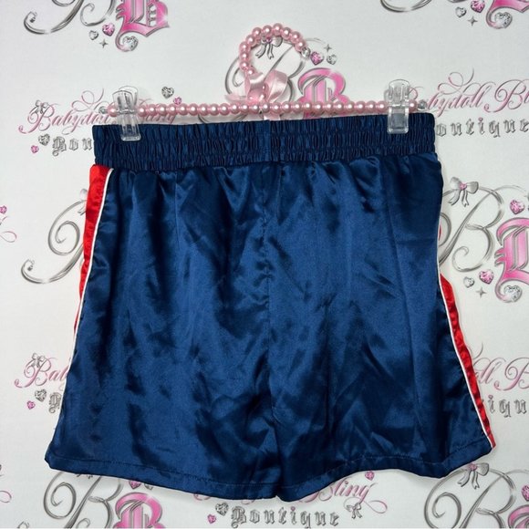 Disney shorts silky satin nautical Mickey mouse embroidery bottom leg slits - Picture 7 of 7